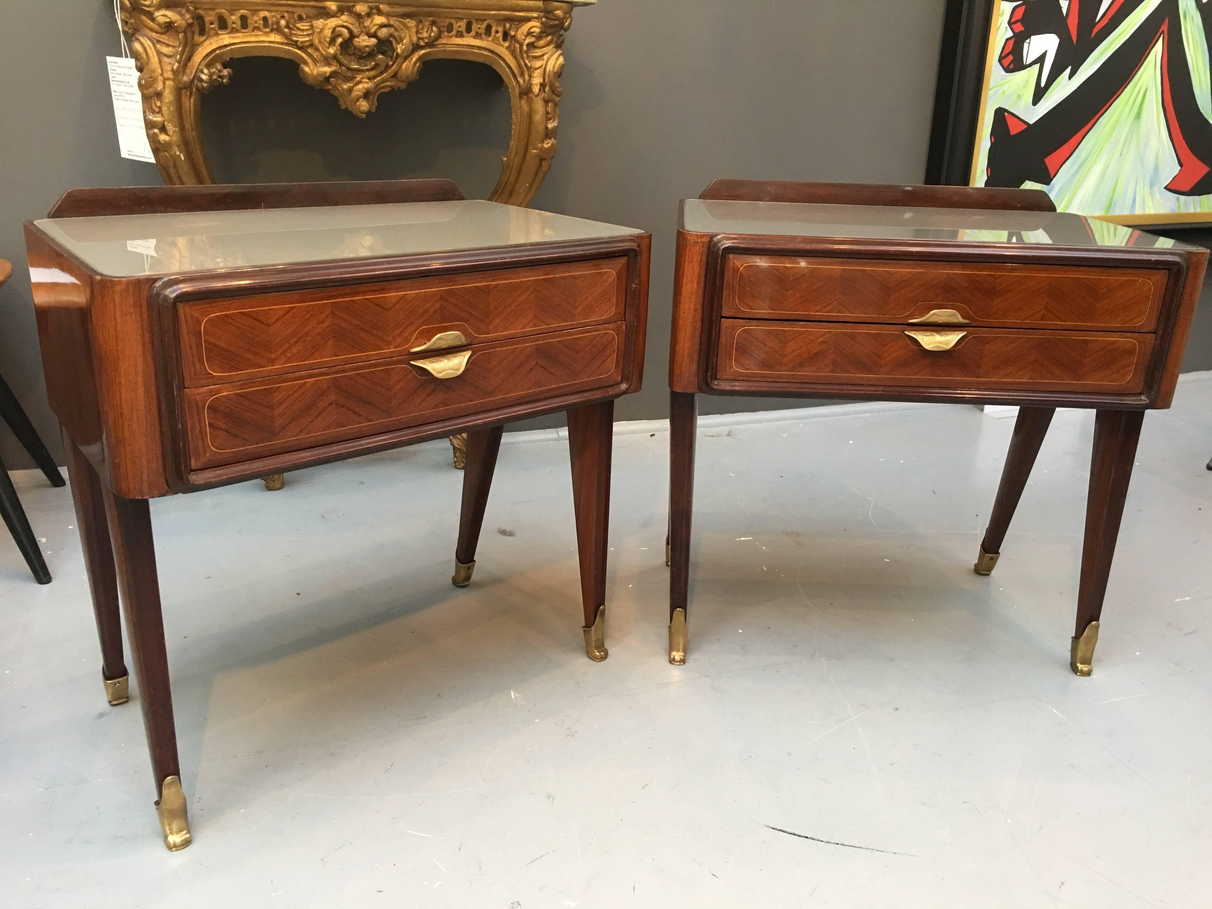 20th Century Fabulous Pair of 'Dassi' 1950s Rosewood and Satinwood Parquetry Side Tables For Sale