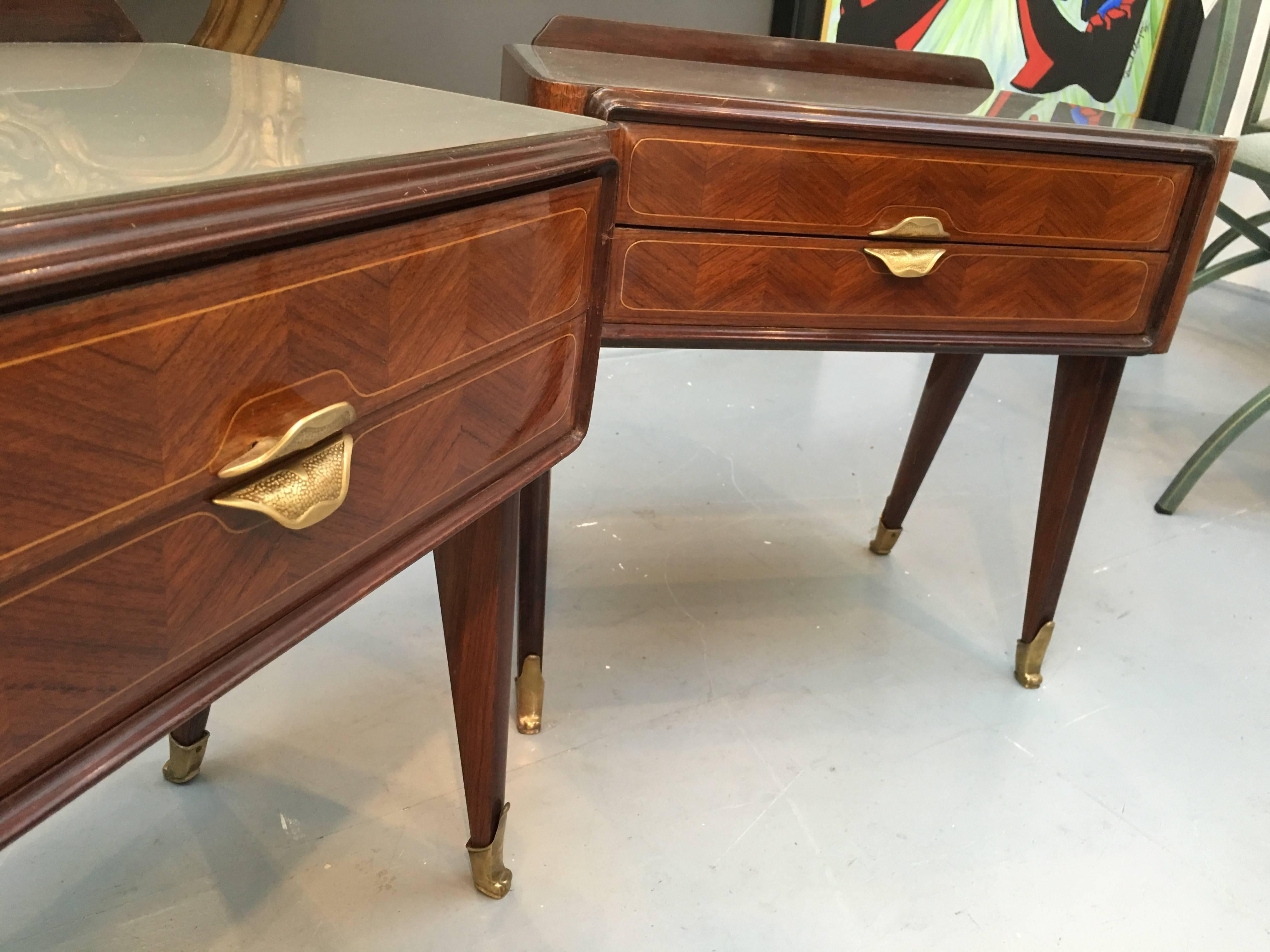 Fabulous Pair of 'Dassi' 1950s Rosewood and Satinwood Parquetry Side Tables For Sale 1