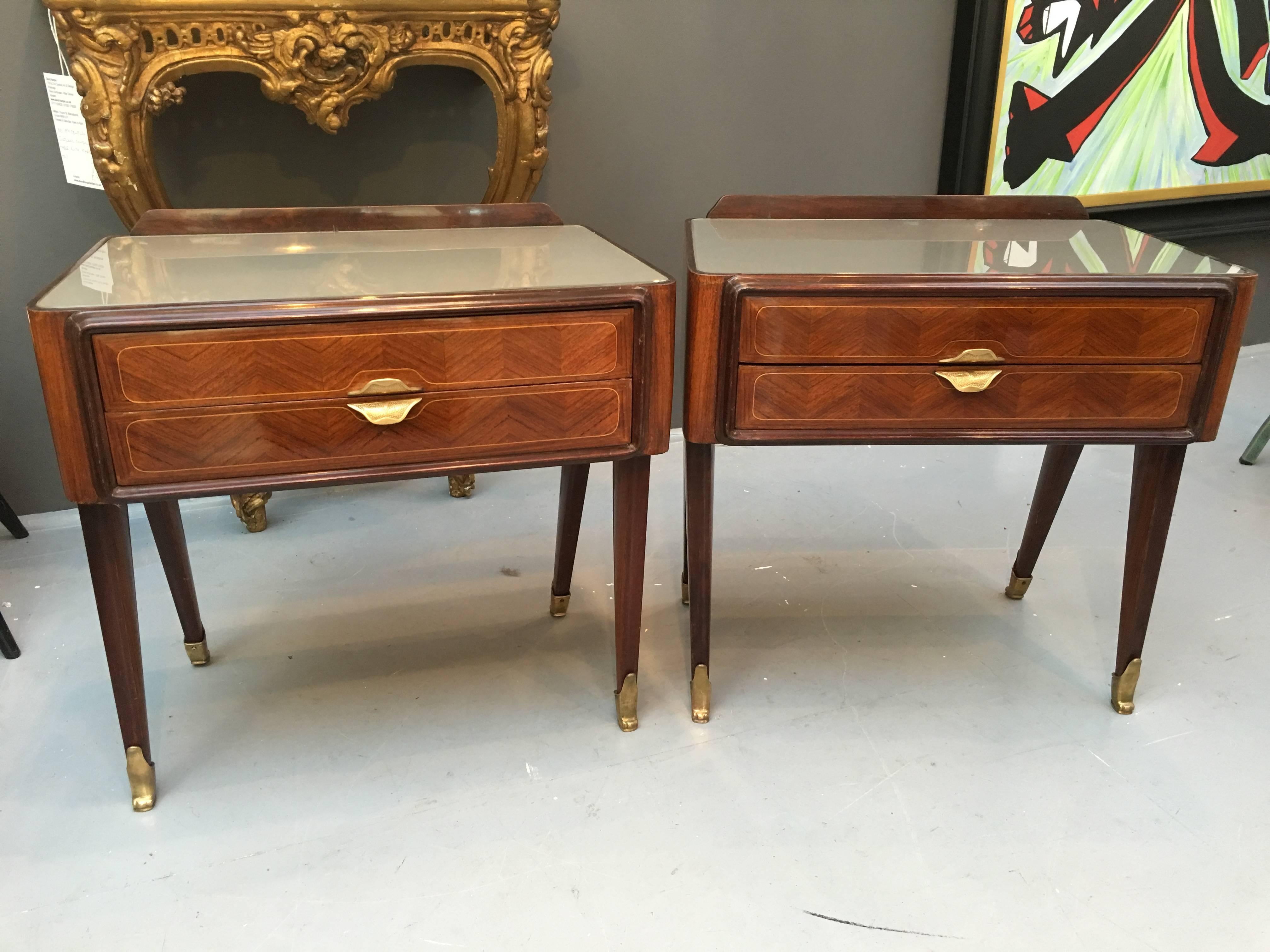 Fabulous Pair of 'Dassi' 1950s Rosewood and Satinwood Parquetry Side Tables For Sale 3