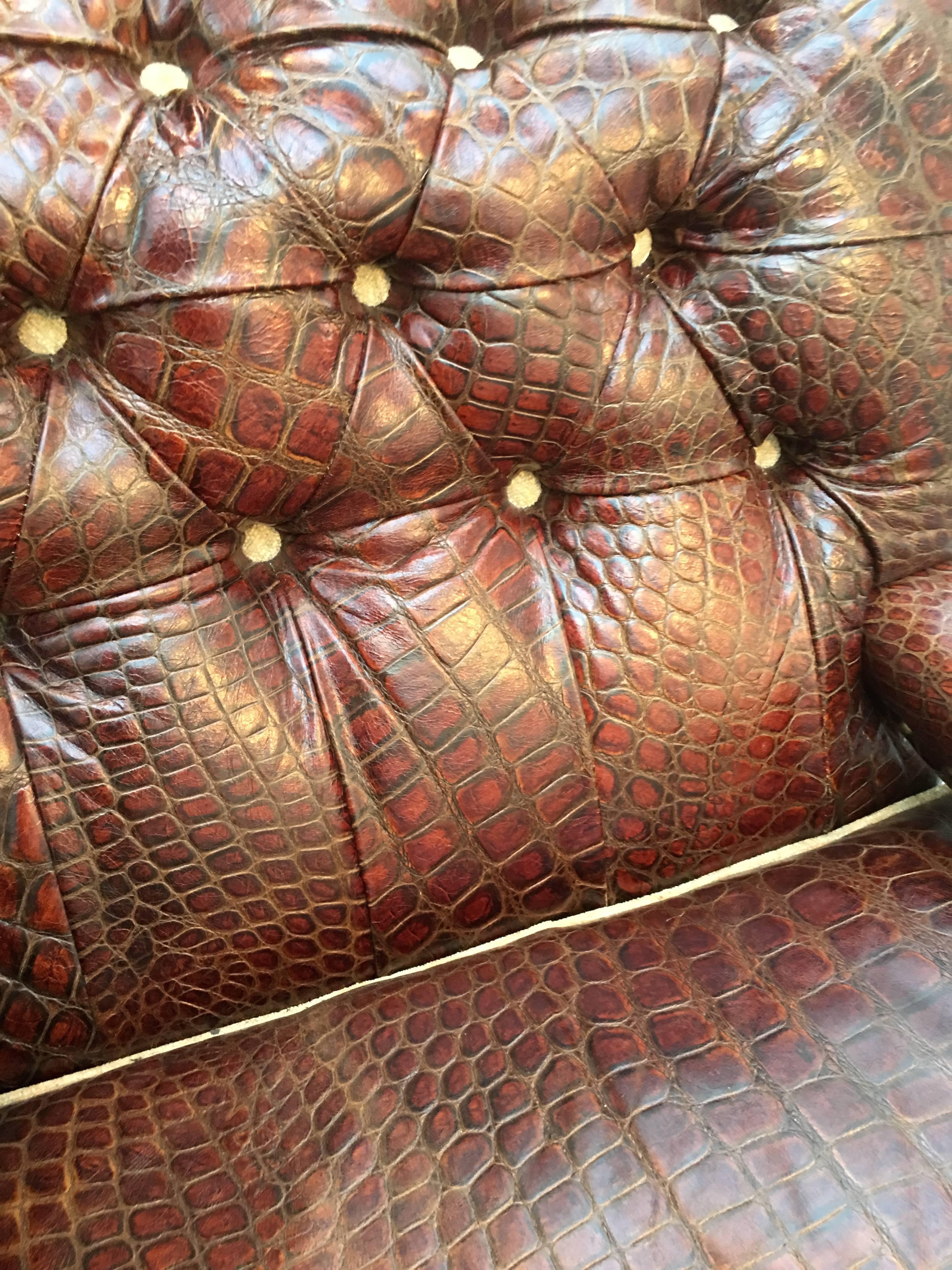 The only chair of its s kind in the world.

A handmade crocodile embossed leather and mahogany armchair by 
Kingsley & Co.

History:
I commissioned this chair to be made in 2002. At the time, I owned a company specialising in restoring antique