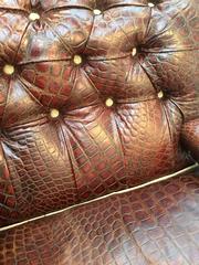 Only One in the World! Handmade Crocodile Embossed Leather & Mahogany Armchair