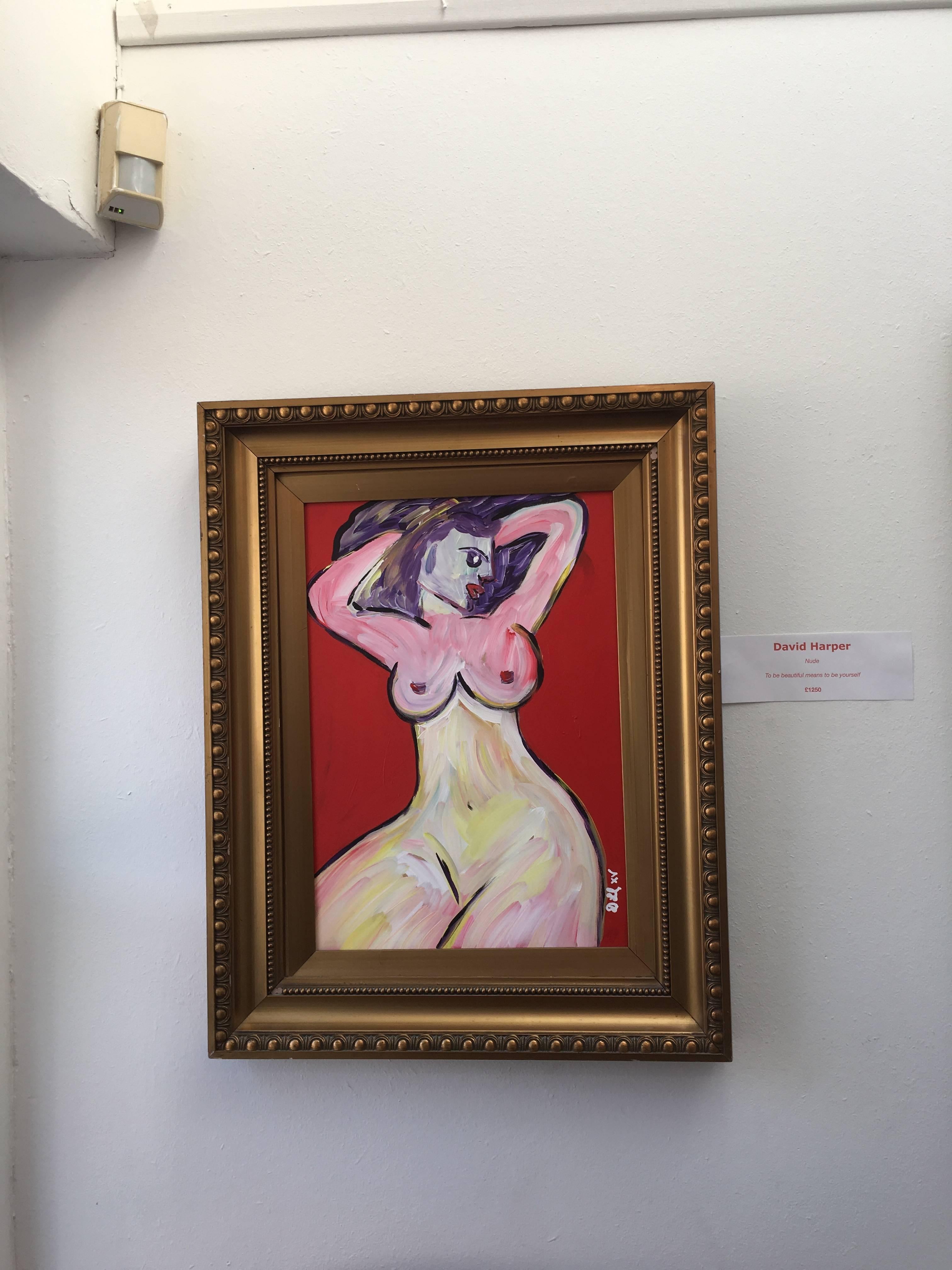 David Harper, Nude 'to Be Beautiful Means to Be Yourself' Original on Board For Sale 1