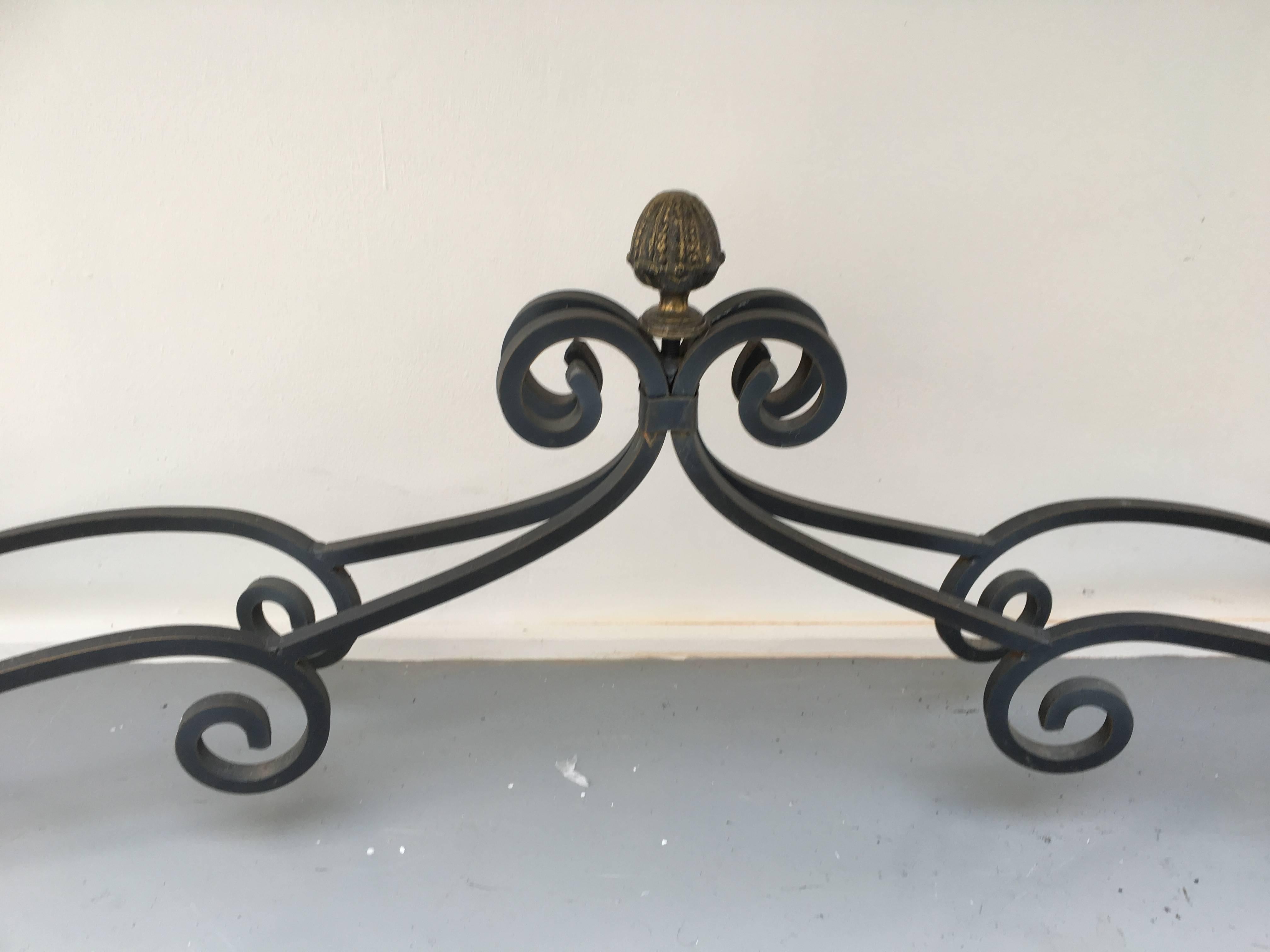 English Travertine, Wrought Iron and Gilt Metal Console Table For Sale
