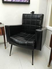 Fabulous Pair of Original 1950s Black Leatherette Chairs