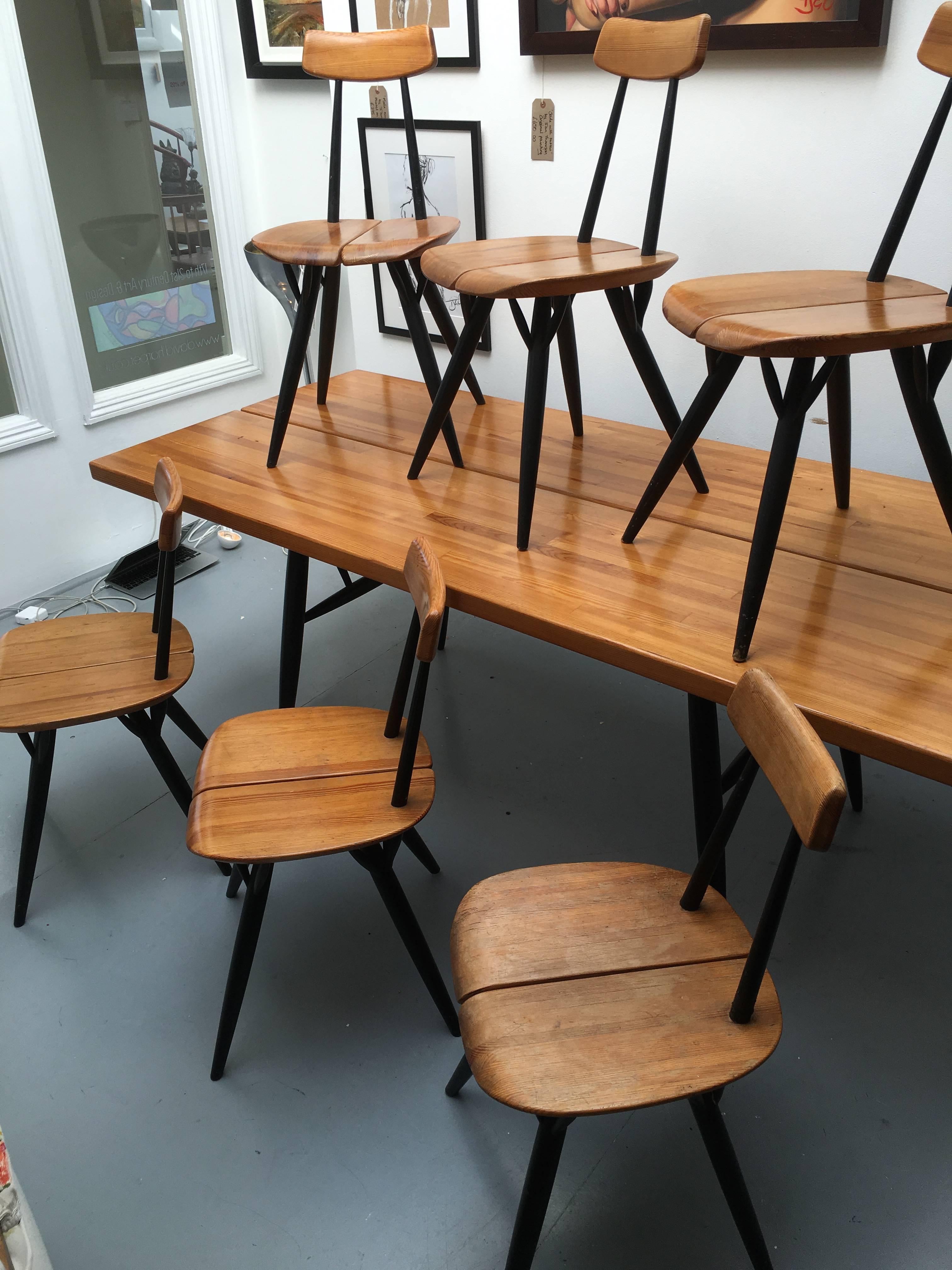 Six Pirkka Chairs by Ilmari Tapiovaara for Asko, Finnish, circa 1955 For Sale 1