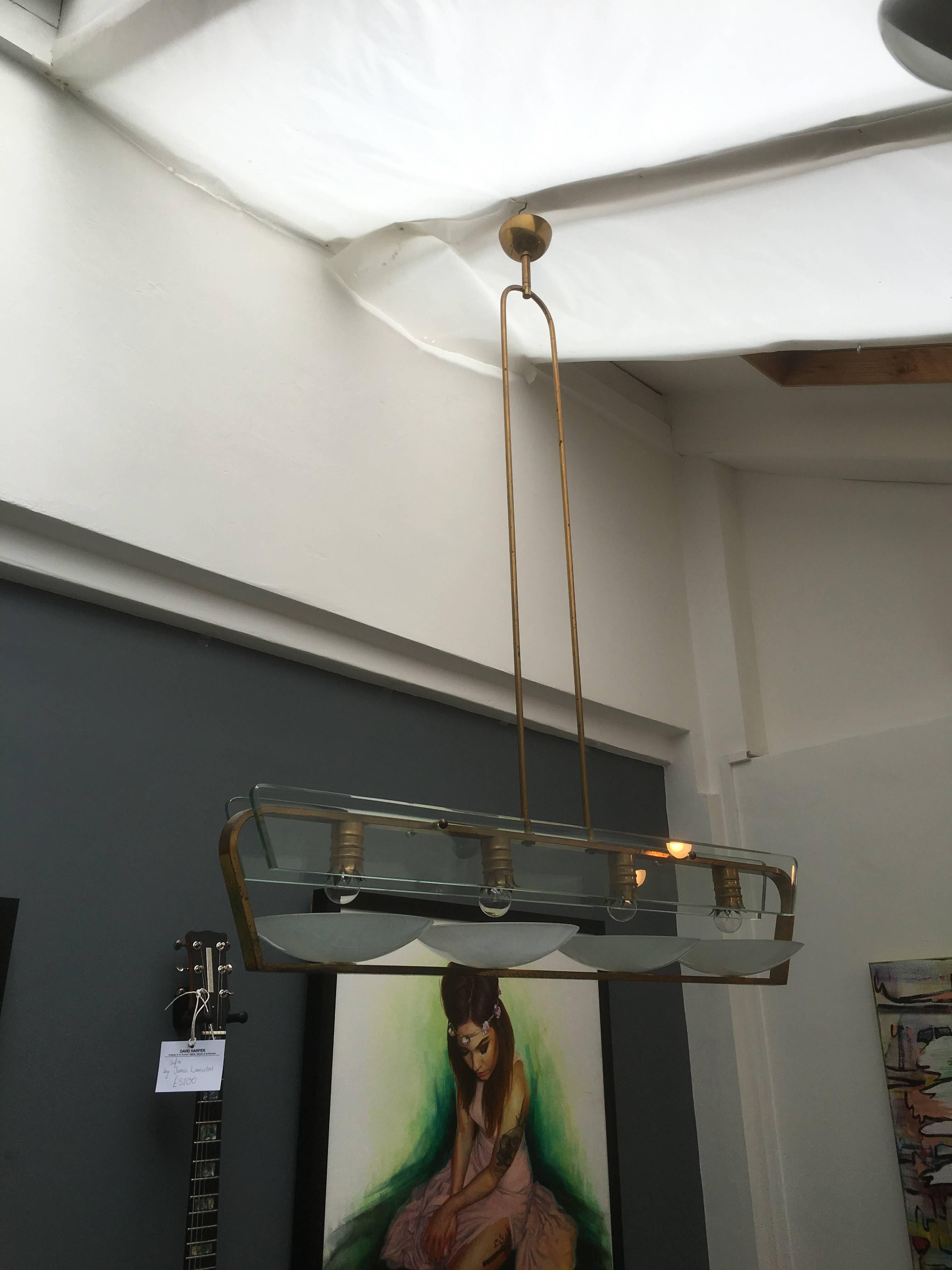 Mid-Century Modern Chandelier Attributed to Pietro Chiesa (1892-1948) for Fontana Arte For Sale