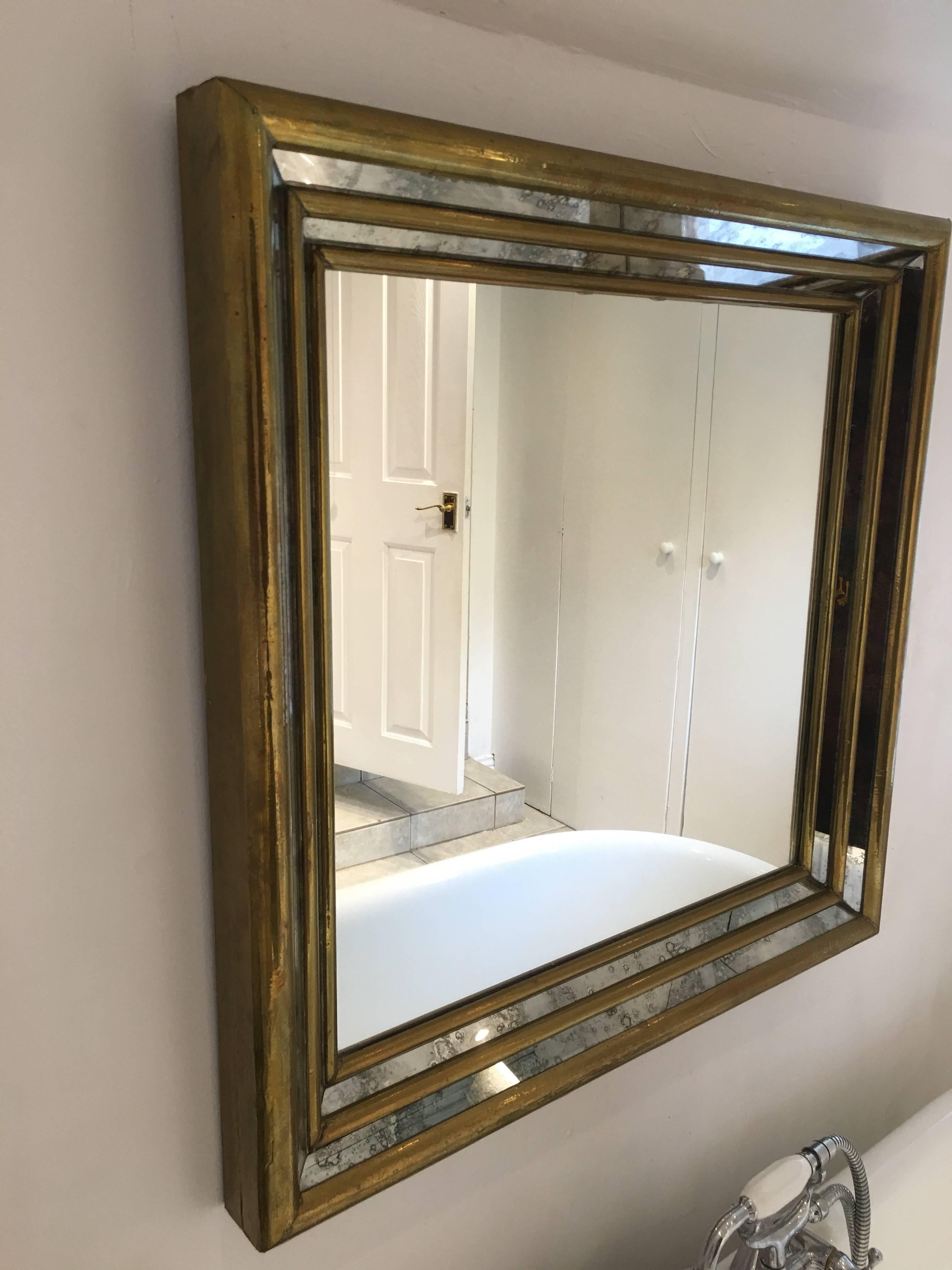 Rodolfo Dubarry gilt stepped front smoked mirror. Signed by the artist In Excellent Condition For Sale In London, GB