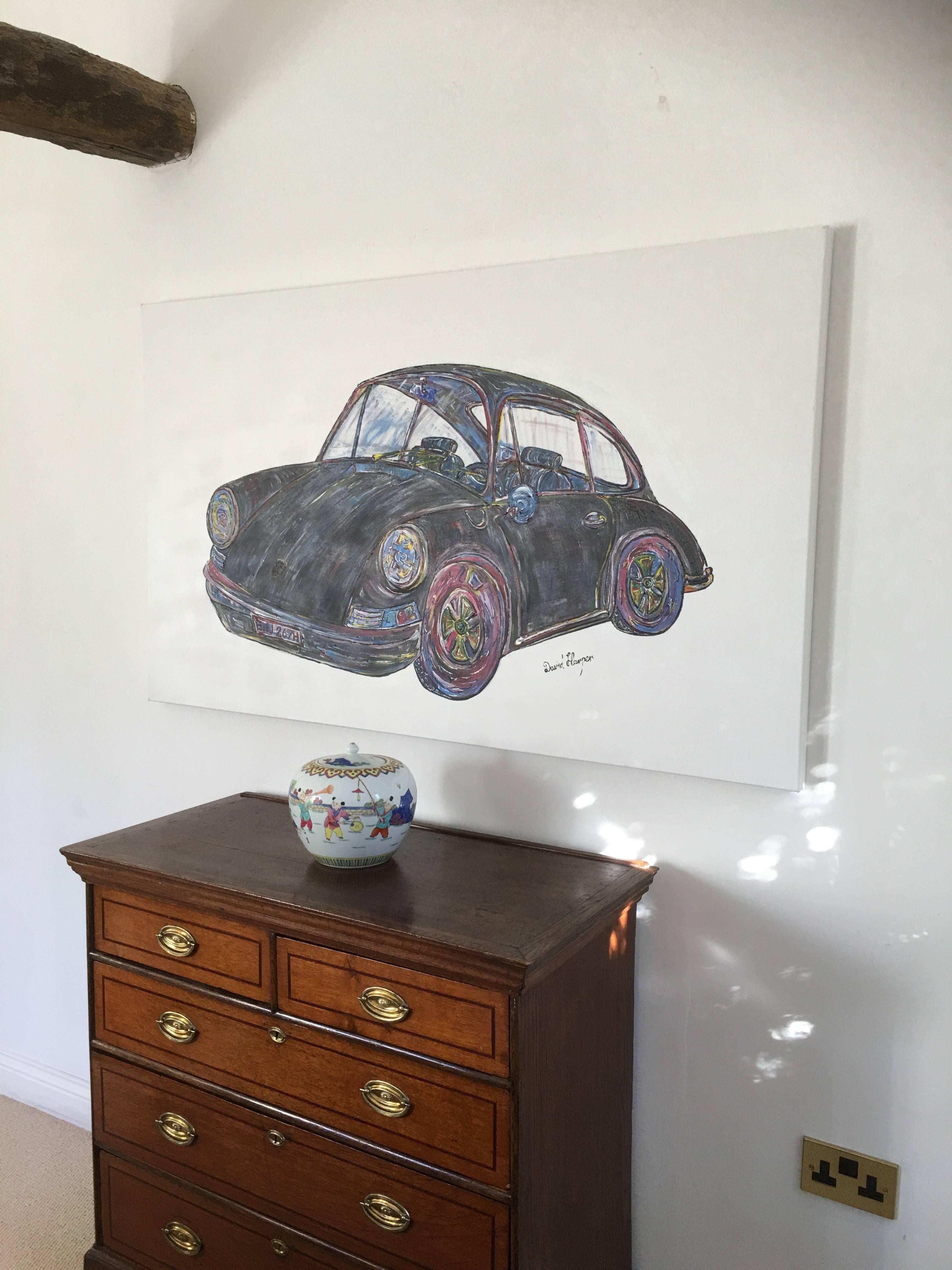 1970 Porsche 911 t. Classic Car Painting by David Harper In Excellent Condition For Sale In London, GB