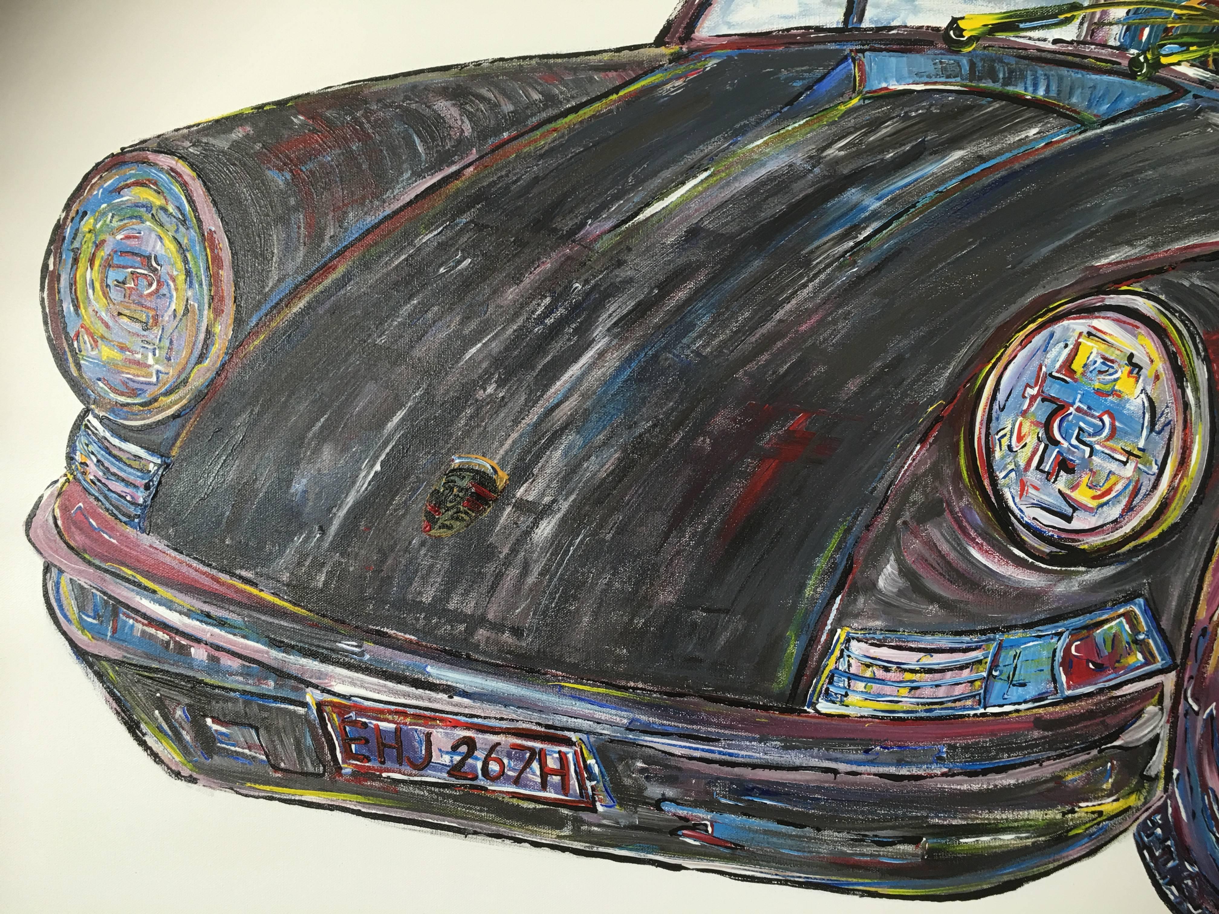 Canvas 1970 Porsche 911 t. Classic Car Painting by David Harper For Sale
