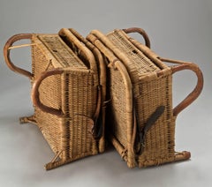 Rare Beach Seats in Cane with Leather Handles, Holland End of 19th Century