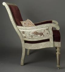 Exceptional Armchair in Silver Metal, India, 19th Century