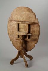 Wooden Gaming Table with Tiltable Top - White Patina, Sweden, 1730