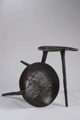 Pair of Stools in Bronze with the Base in Crocodile Skin "Trompe L'oeil", France