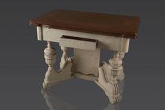 Carved Wooden Table, Two Italian Extensions Wings, United States