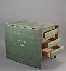 Drop-Leaf Table with a Double Face System, Wood Painted Green, Sweden, 1852