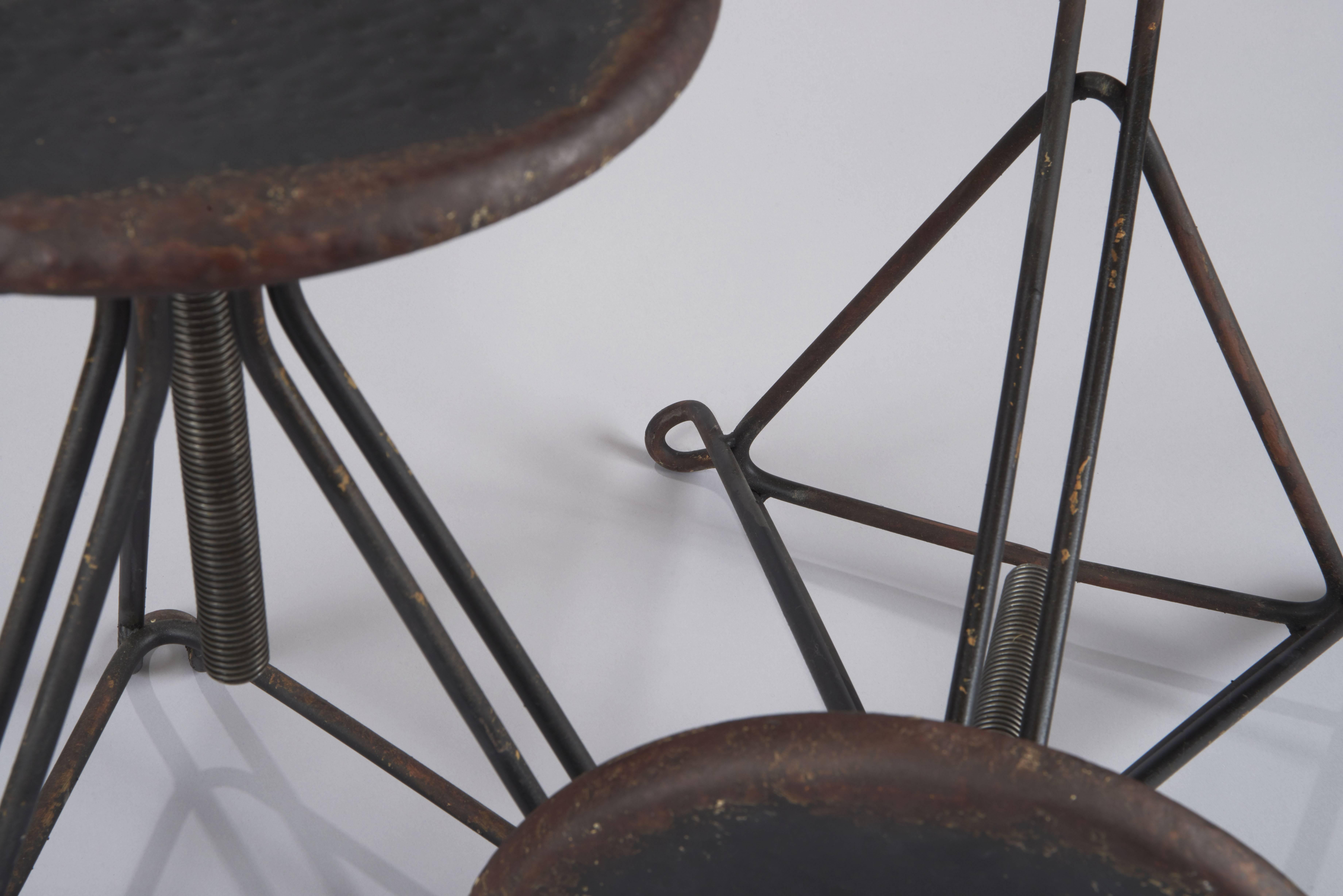 French Pair of Small Circular Workshop Stools, France, 20th Century For Sale