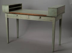 Charming desk in blue lacquered wood, Sweden XVIIIth century