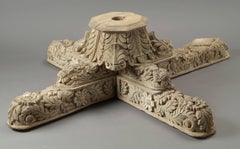 Set of Three Capitals in Teak Very Delicately Carved, India, 18th Century