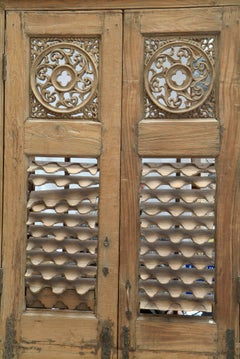 Hudge Indo-Portuguese Door, Teakwood, Very Interesting Sculpture, India