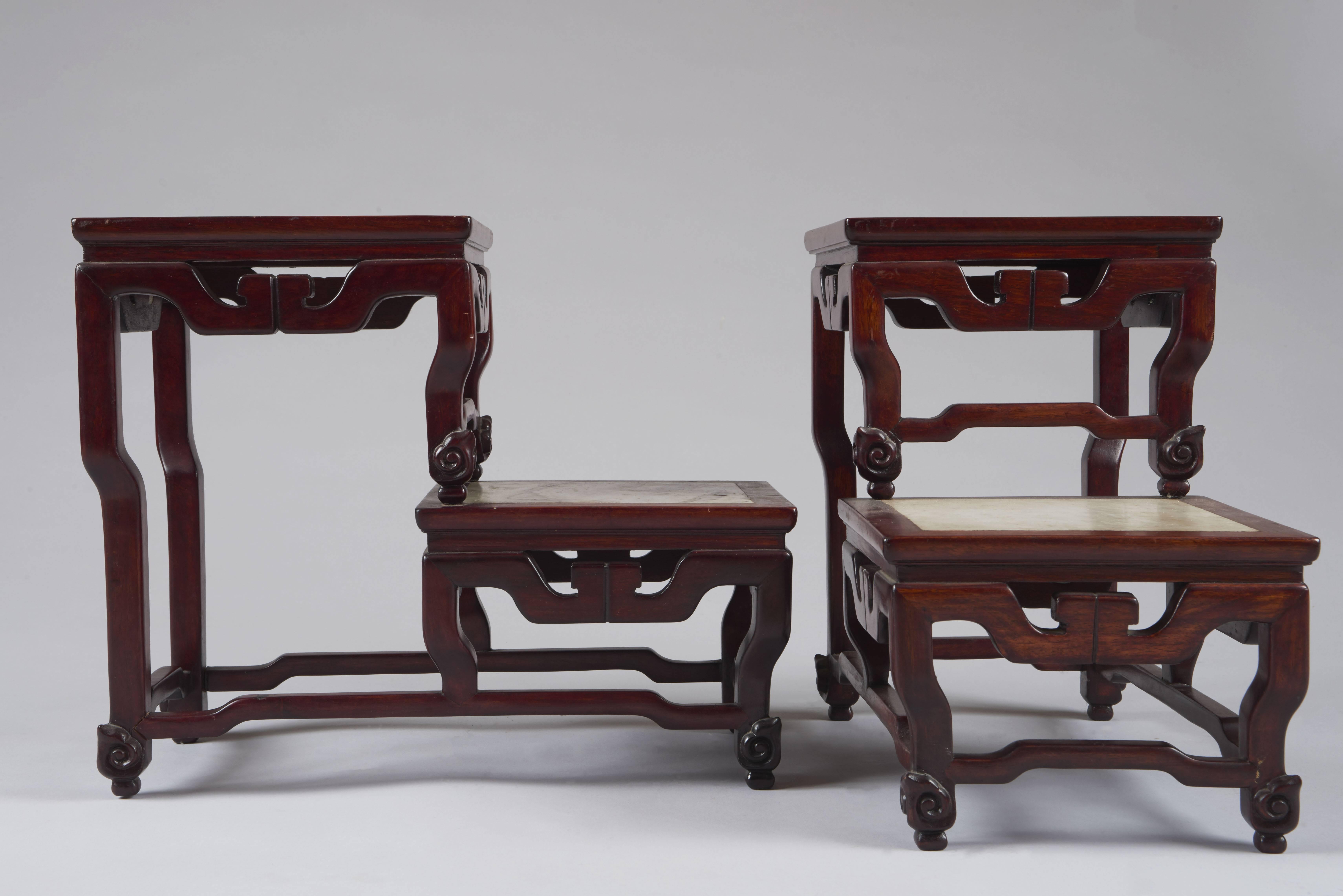 Rare Pair of Little Chinese Stands, China, Late 19th Century In Good Condition For Sale In Paris, FR