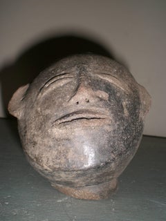Terracotta Head with Sensitive and Lunar Expression, Ghana, 20th Century