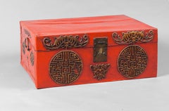 Chests in Red Lacquered Leather, China, 19th Century