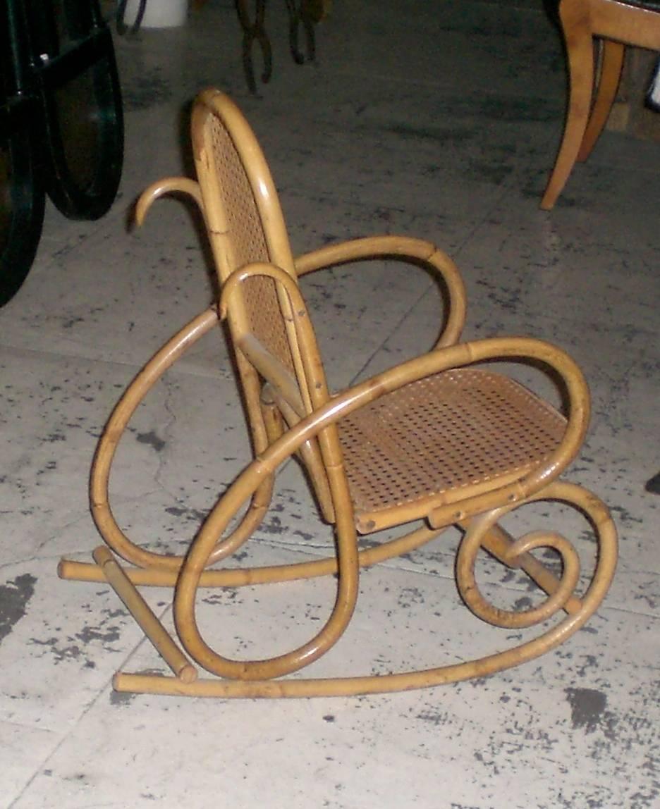 Campaign Pair of Small Rocking Chairs for Children, Germany,  19th Century For Sale