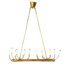 Italian Manufacture, Sixteen-Light Brass Chandelier, circa 1950