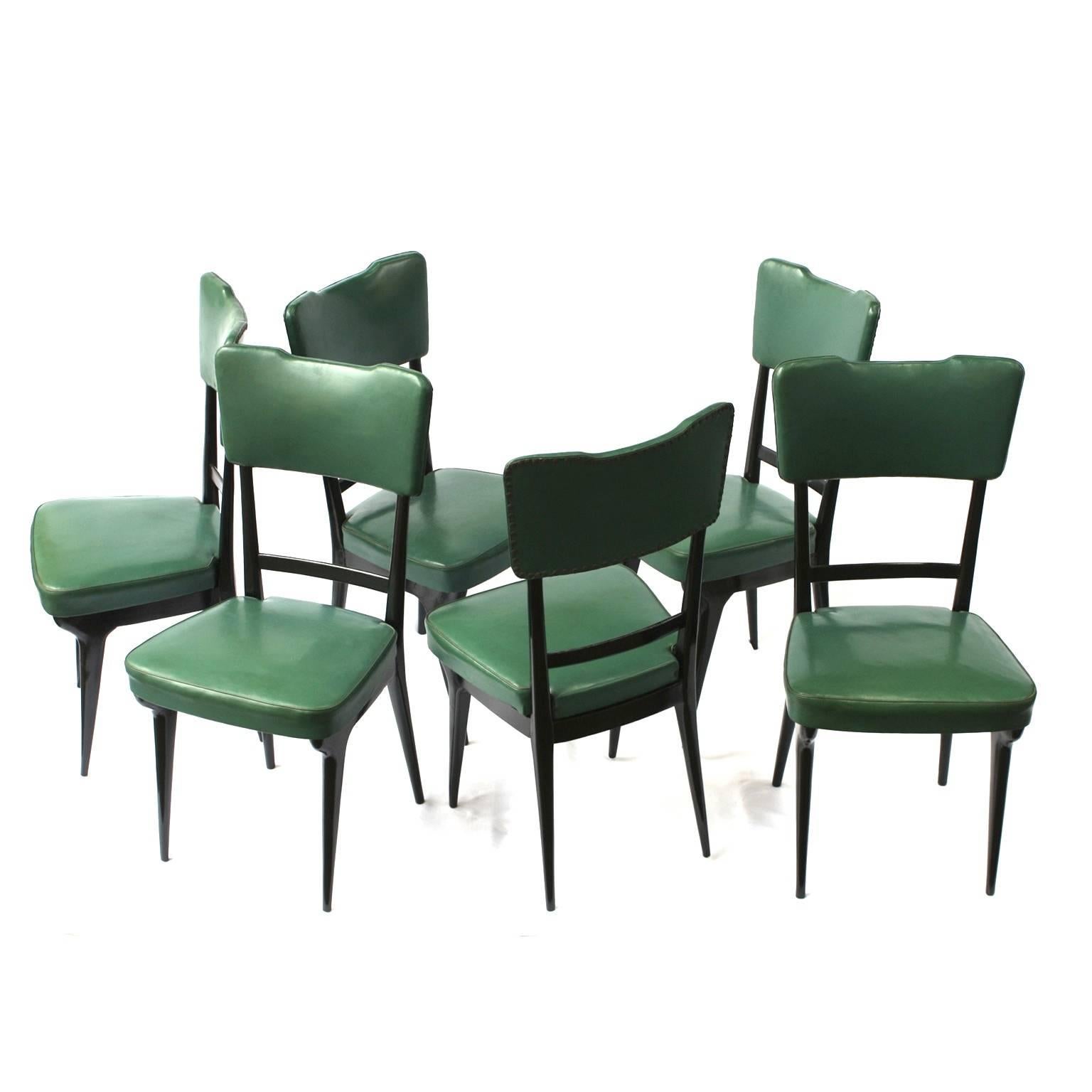 1950, Italian Manufacture, Six Chairs Ico Parisi Style In Good Condition For Sale In Torino, Piemonte