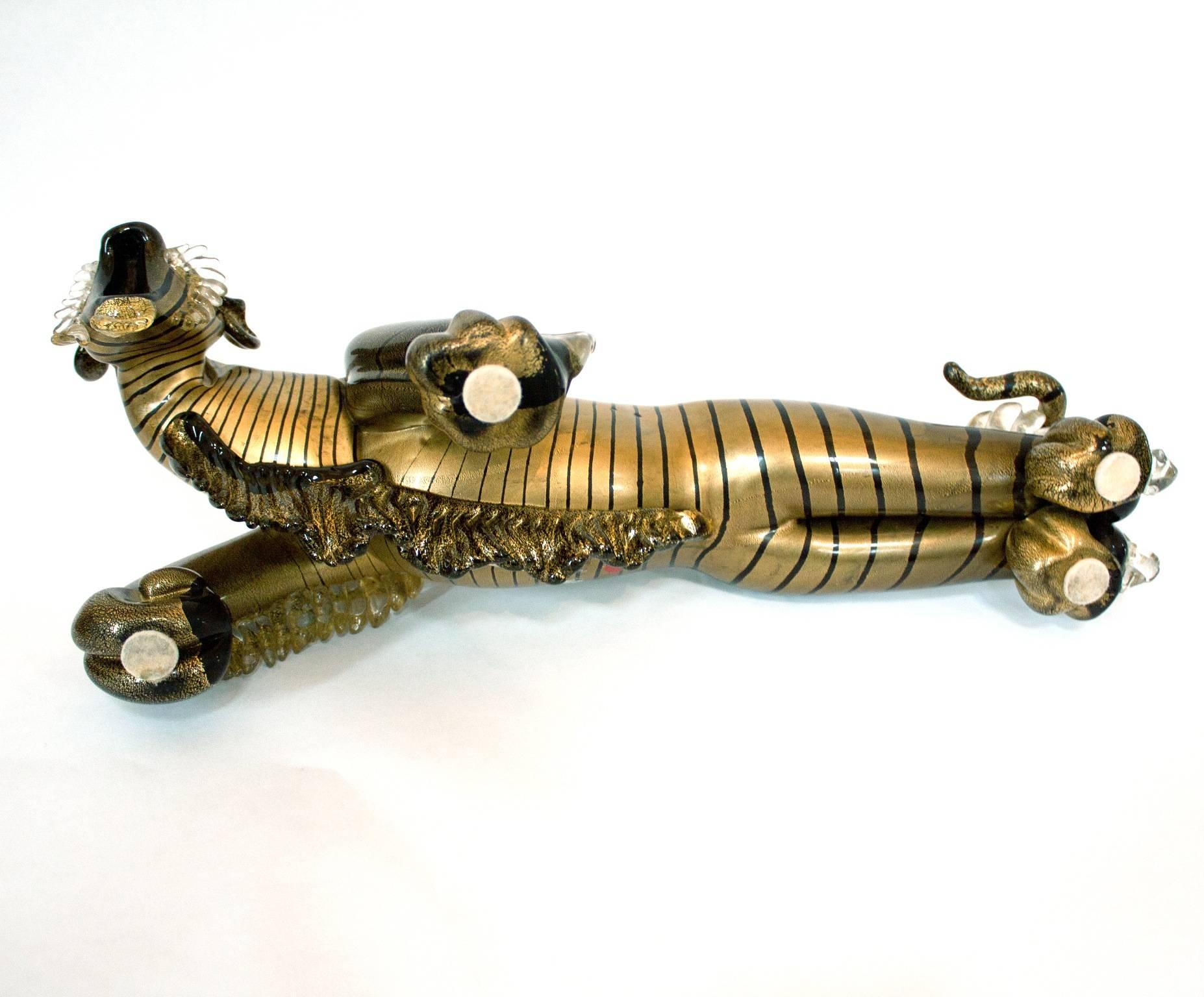 Alfredo Barbini, Tiger, Murano Blown Glass, 1950 In Good Condition For Sale In Torino, Piemonte