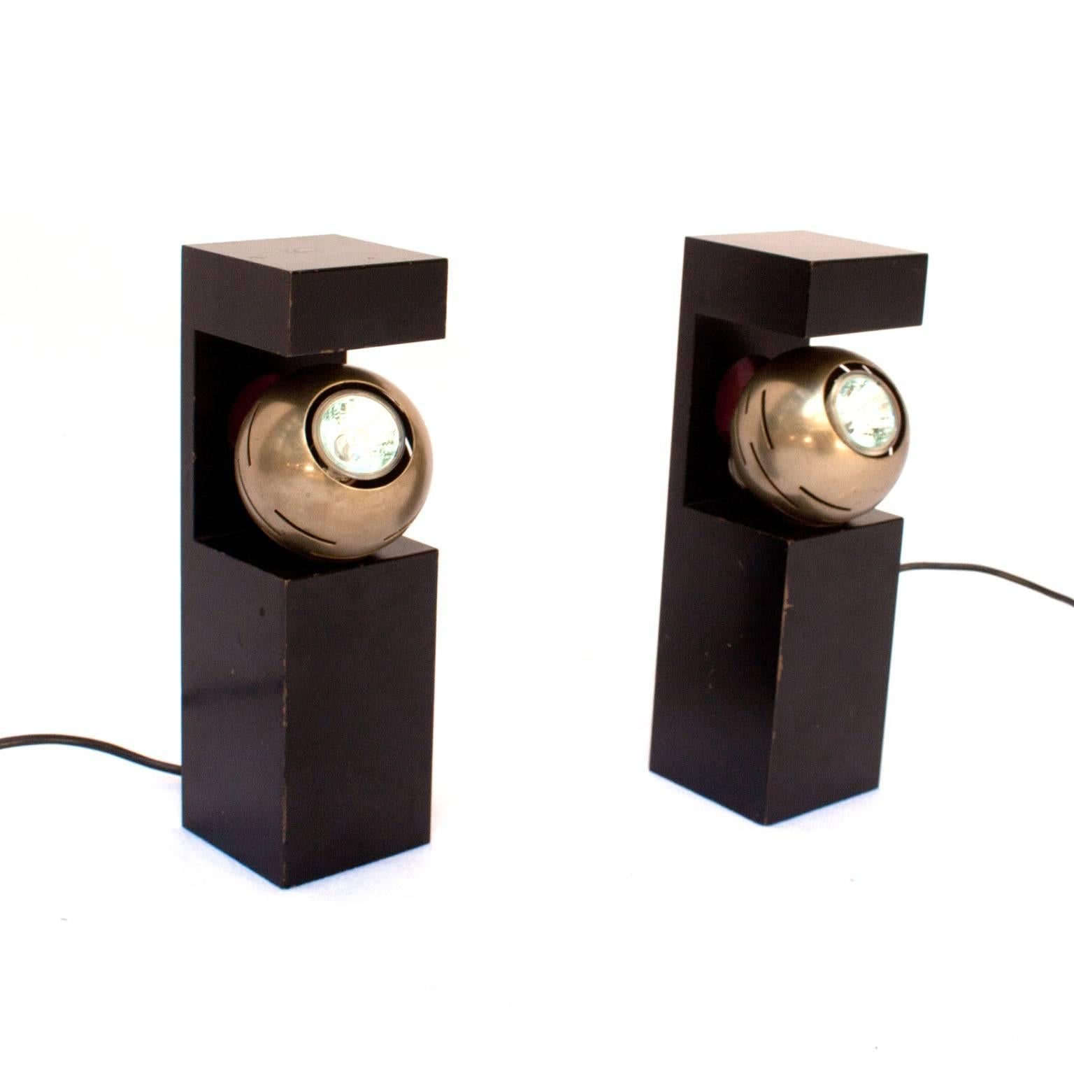 Mid-20th Century Angelo Lelii, Arredoluce, Two Table Lamps Contrast, 1962 For Sale
