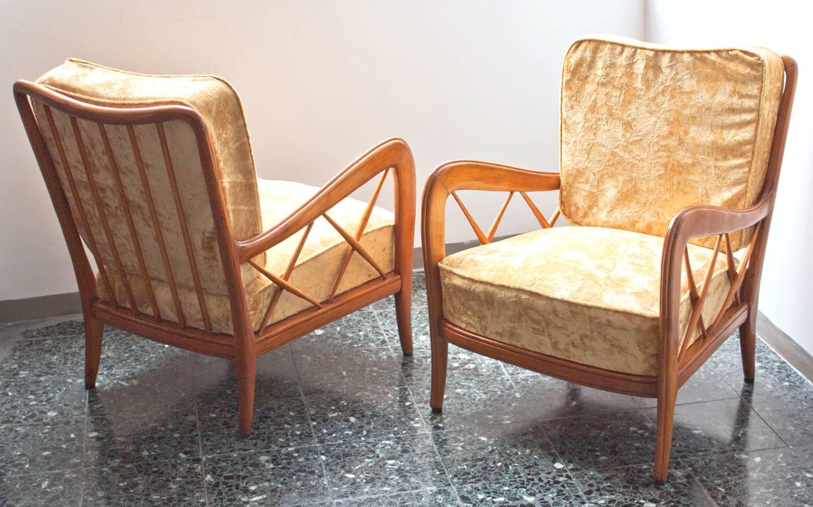 Mid-Century Modern 1940, Paolo Buffa, Two Armchairs For Sale