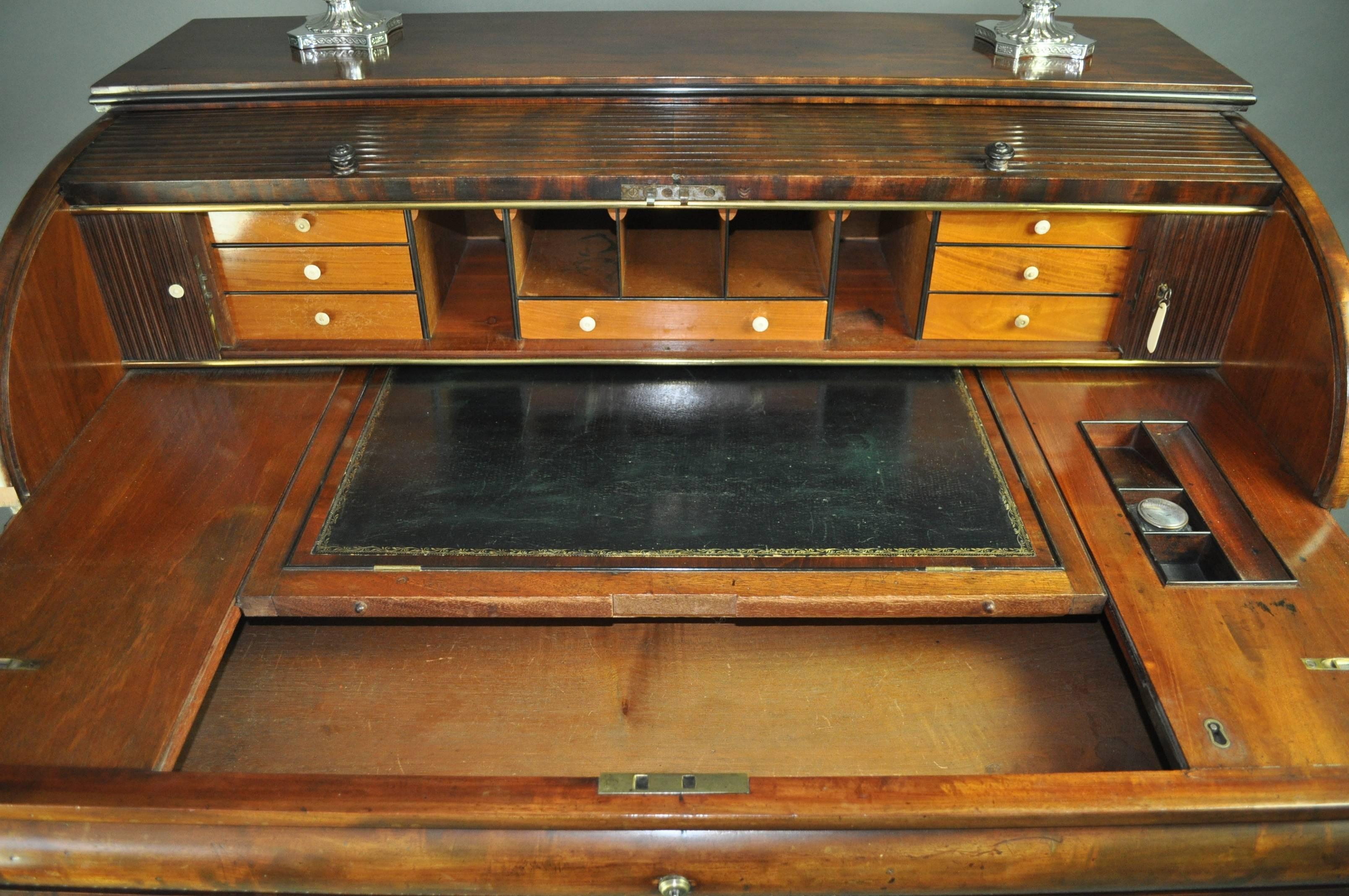 Regency Mahogany Tambour Top Desk For Sale 3