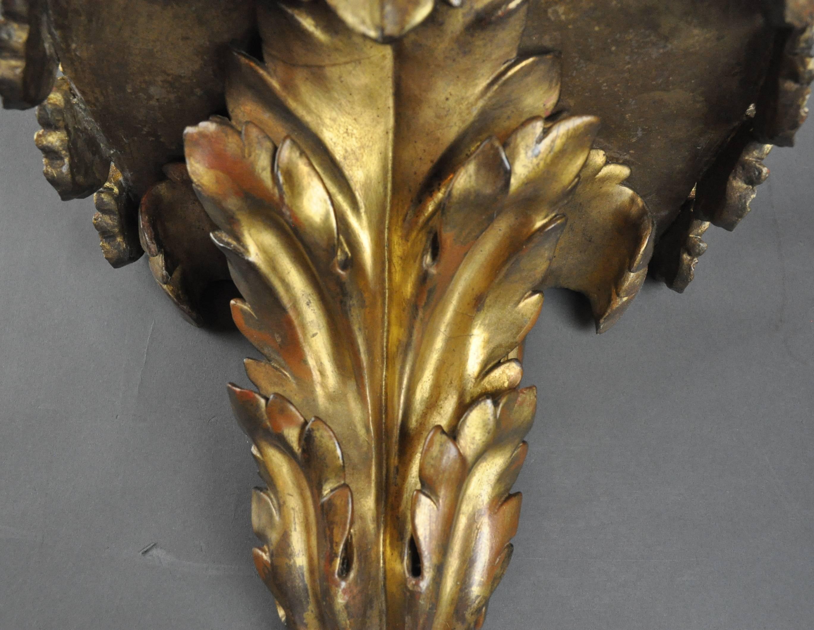 19th Century Late 18th Century Carved Giltwood Wall Bracket For Sale