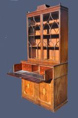 Georgian Inlaid Secretaire Bookcase