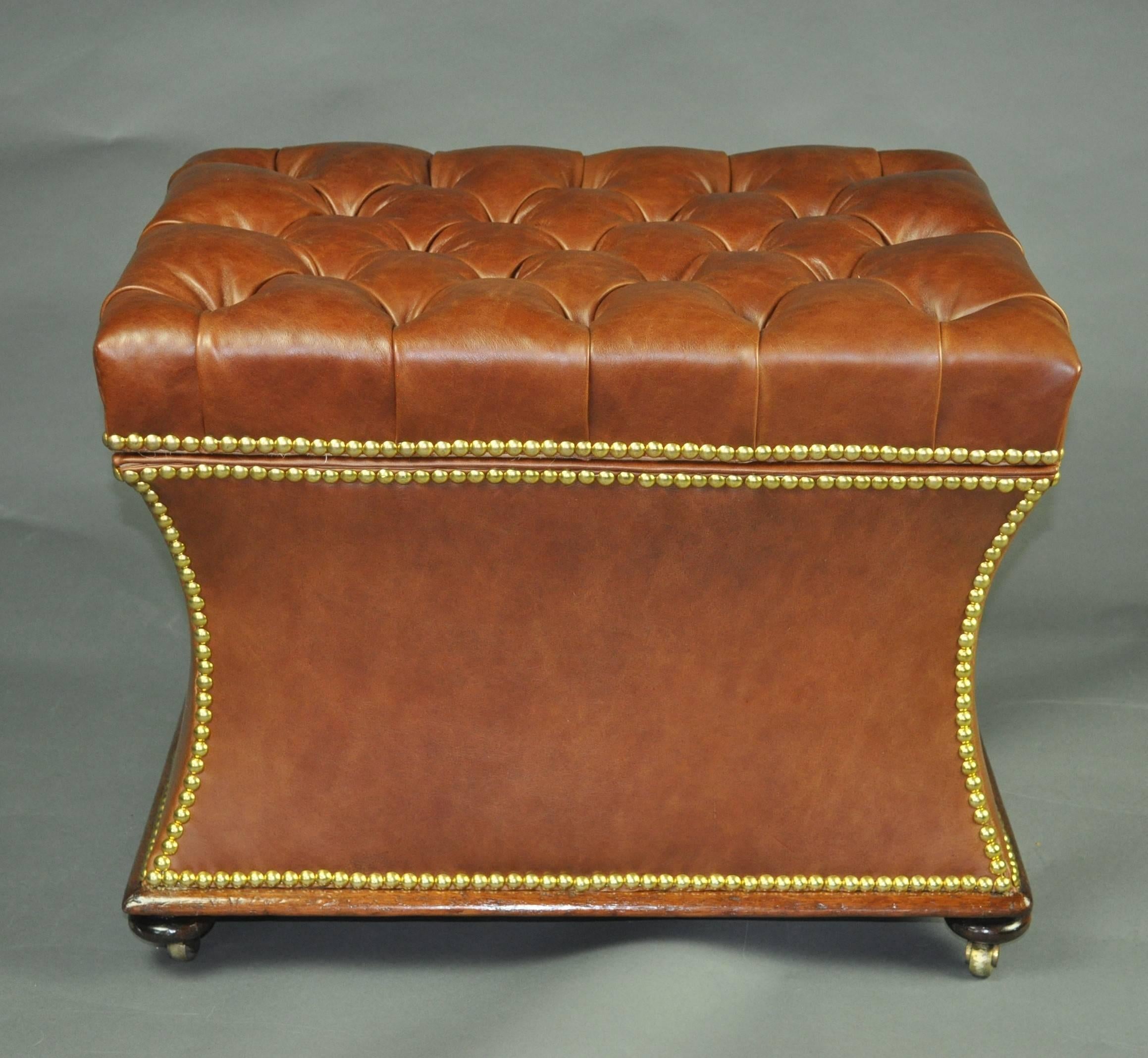 Early Victorian Leather Box Stool For Sale