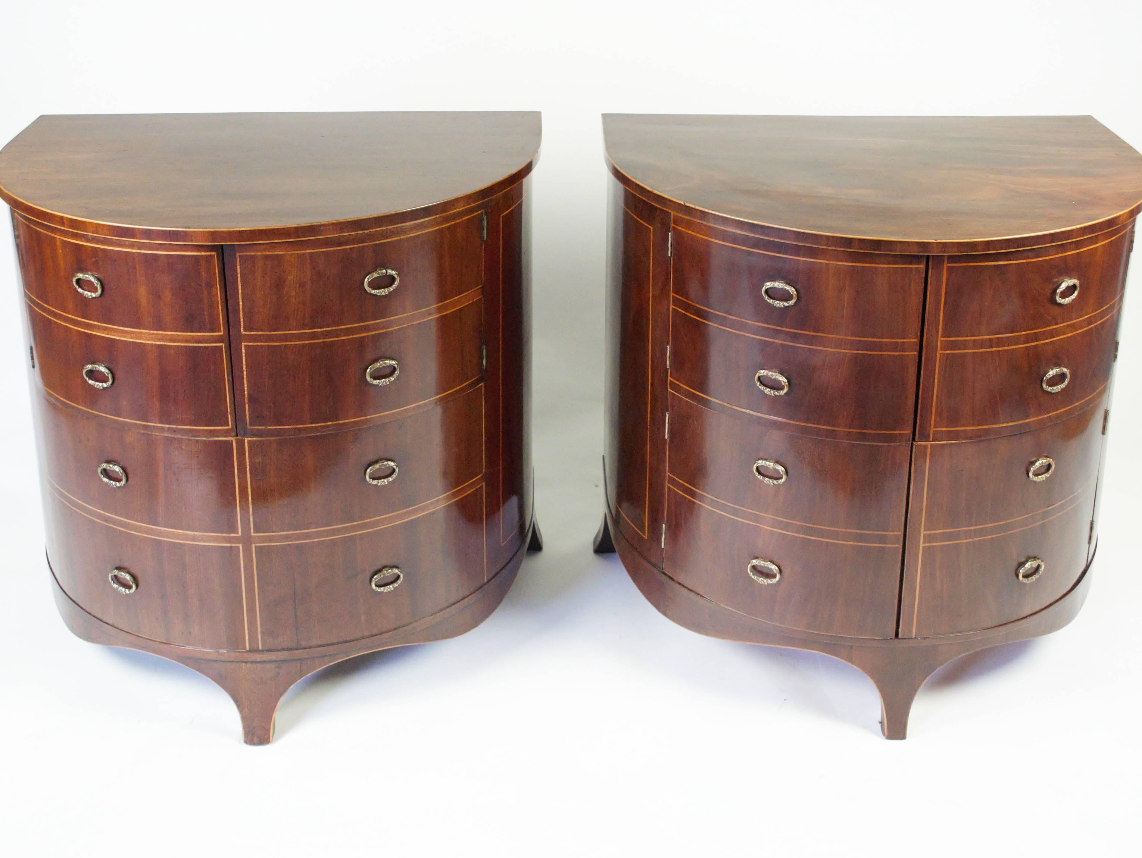 19th Century Pair of Gillows demi-lune Side Cabinets For Sale
