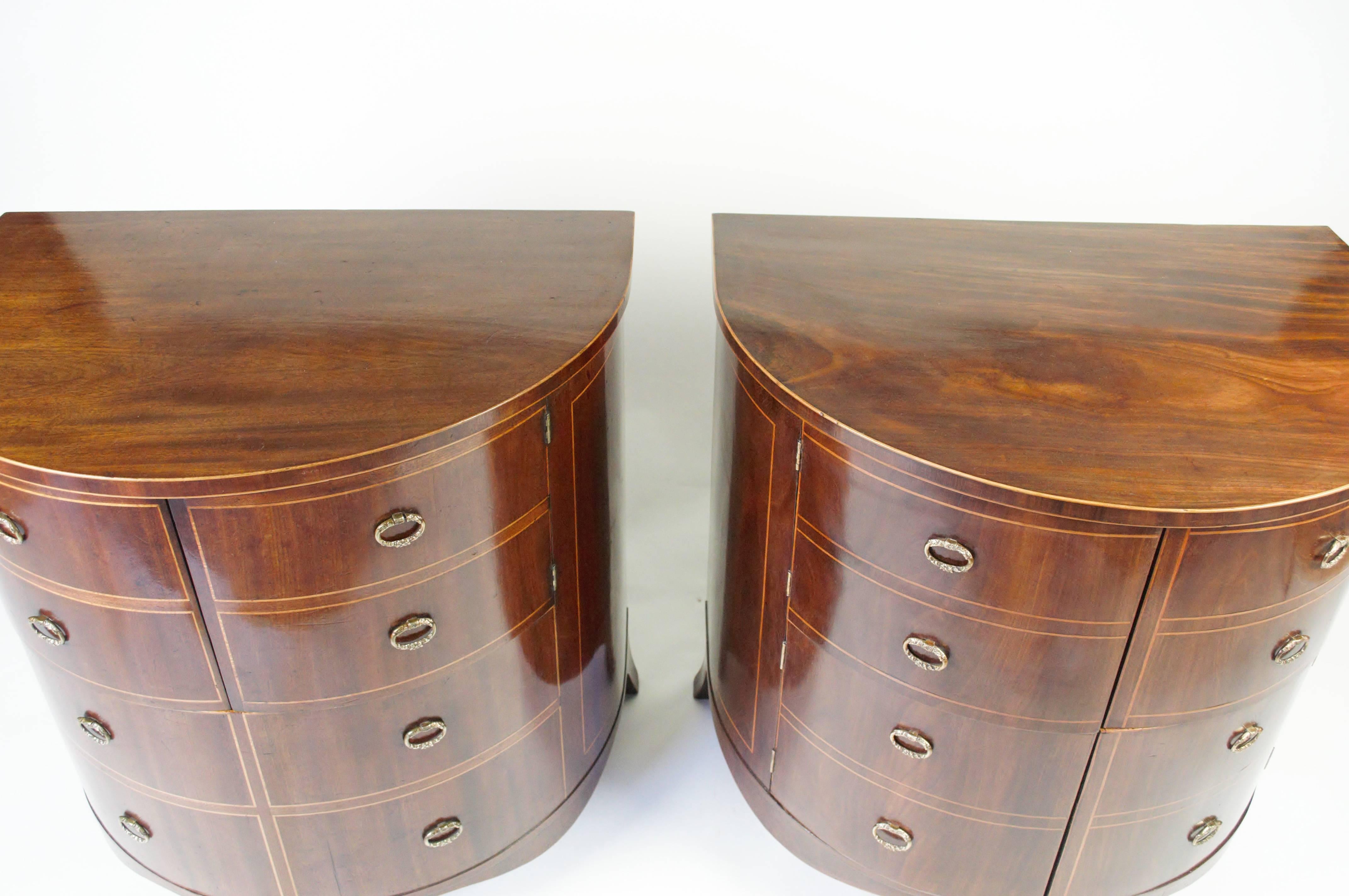 Mahogany Pair of Gillows demi-lune Side Cabinets For Sale