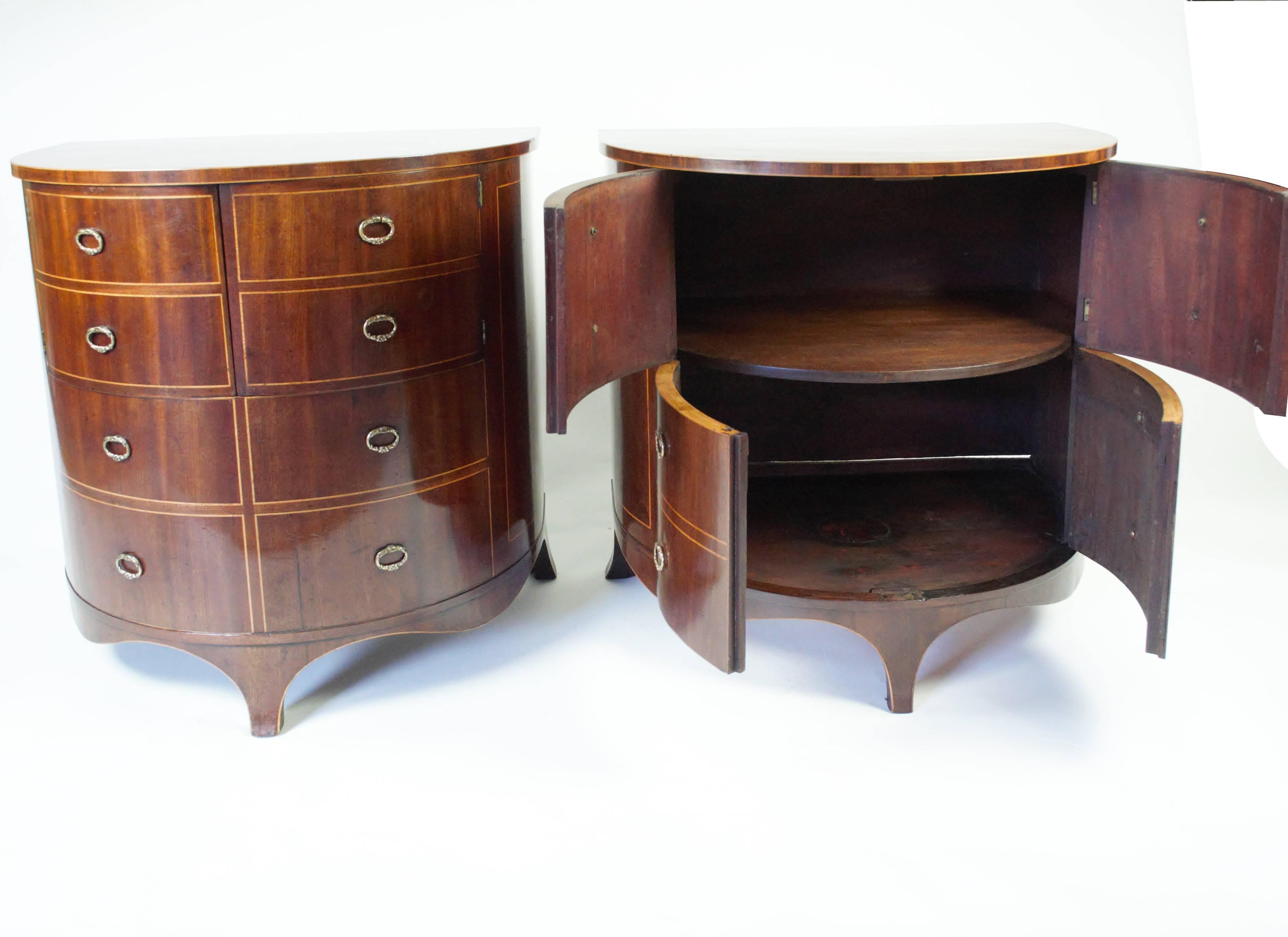 Pair of Gillows demi-lune Side Cabinets For Sale 1