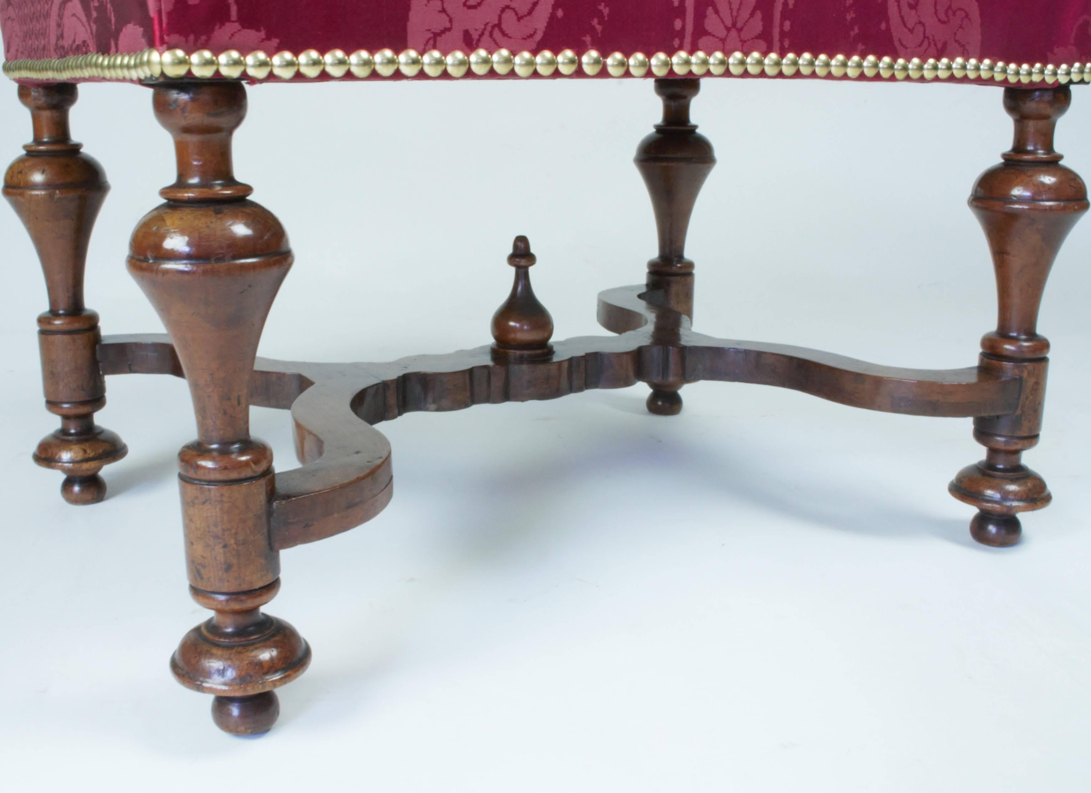 William and Mary 17th Century Walnut Stool For Sale