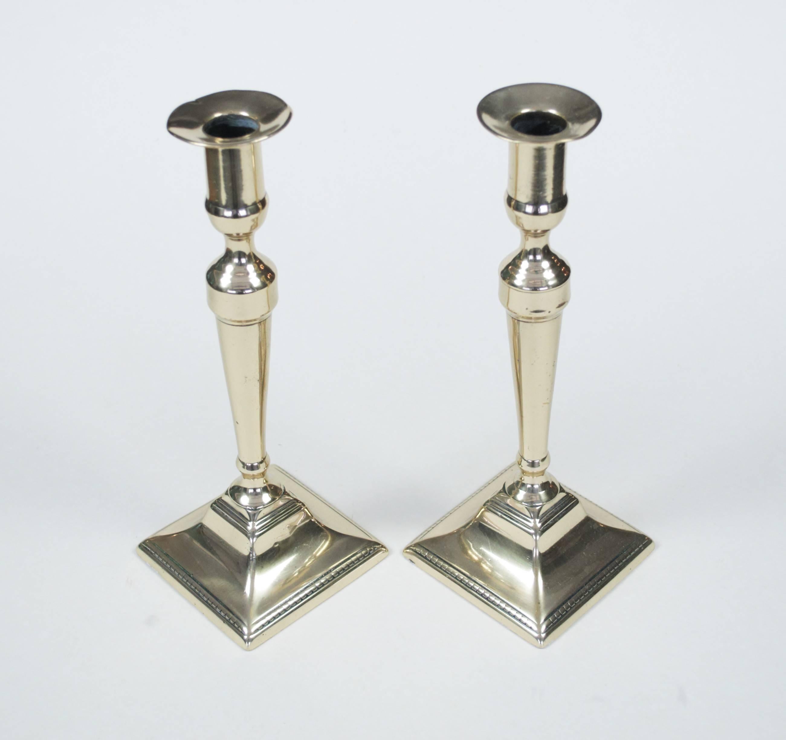 George III Pair of Georgian Brass Candlesticks For Sale