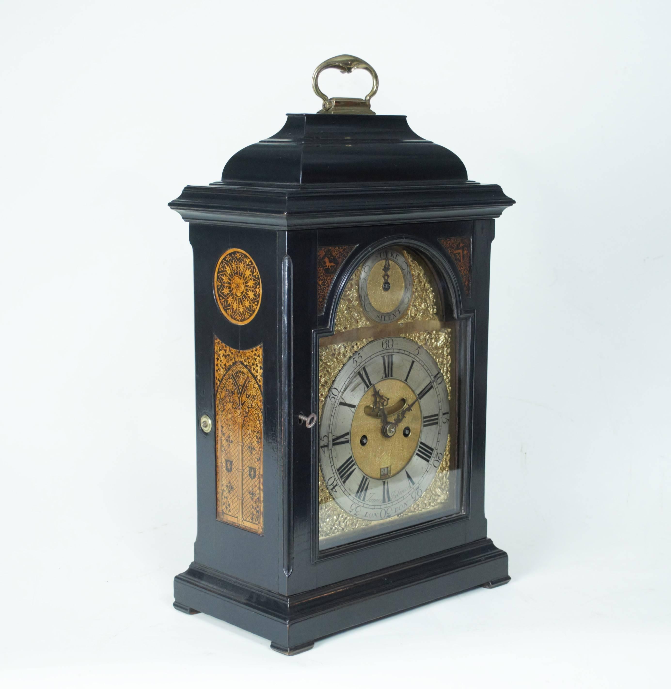 Georgian Ebonized Mantle, Bracket or Table Clock