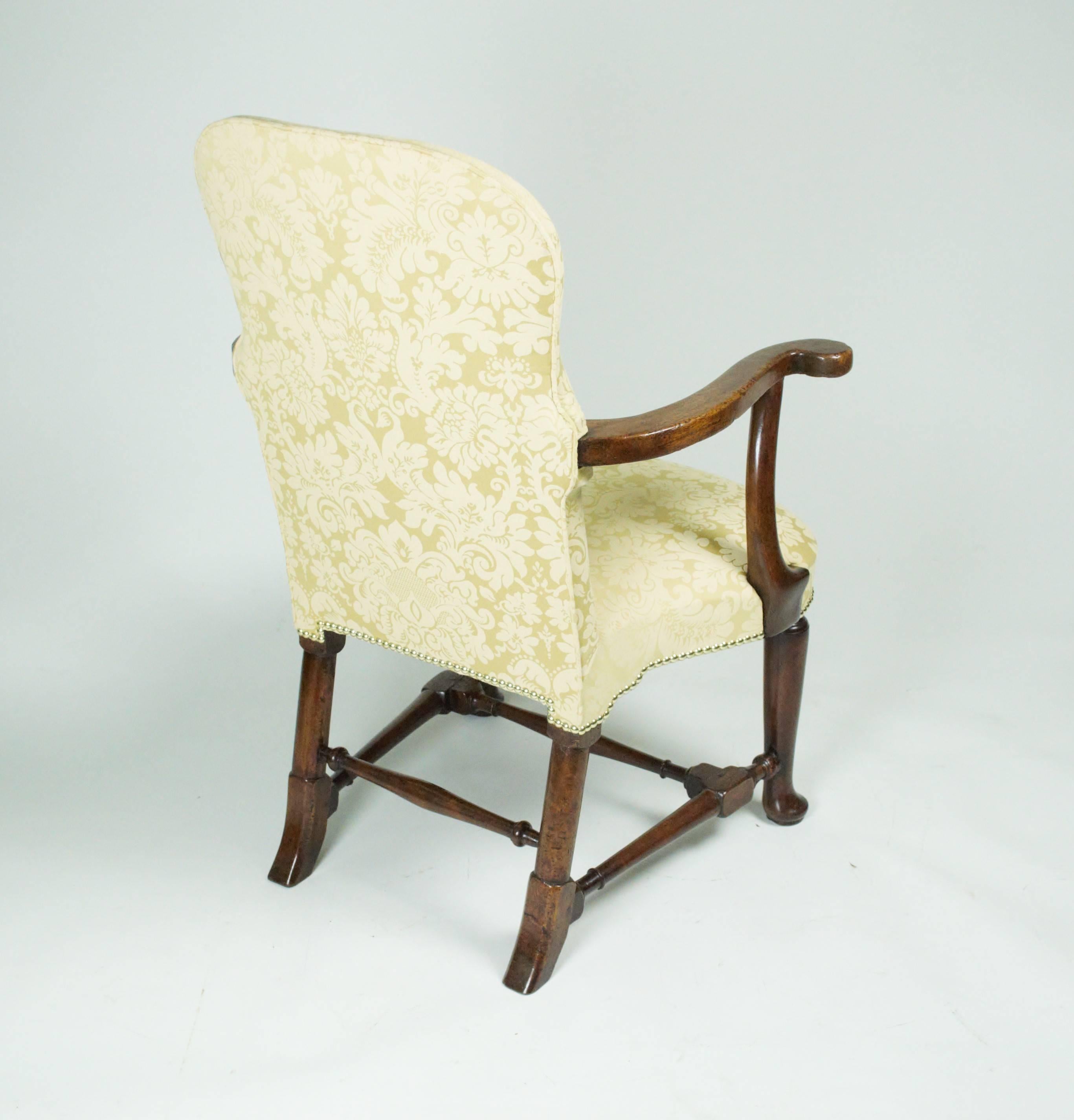 British George II Walnut Upholstered Armchair For Sale