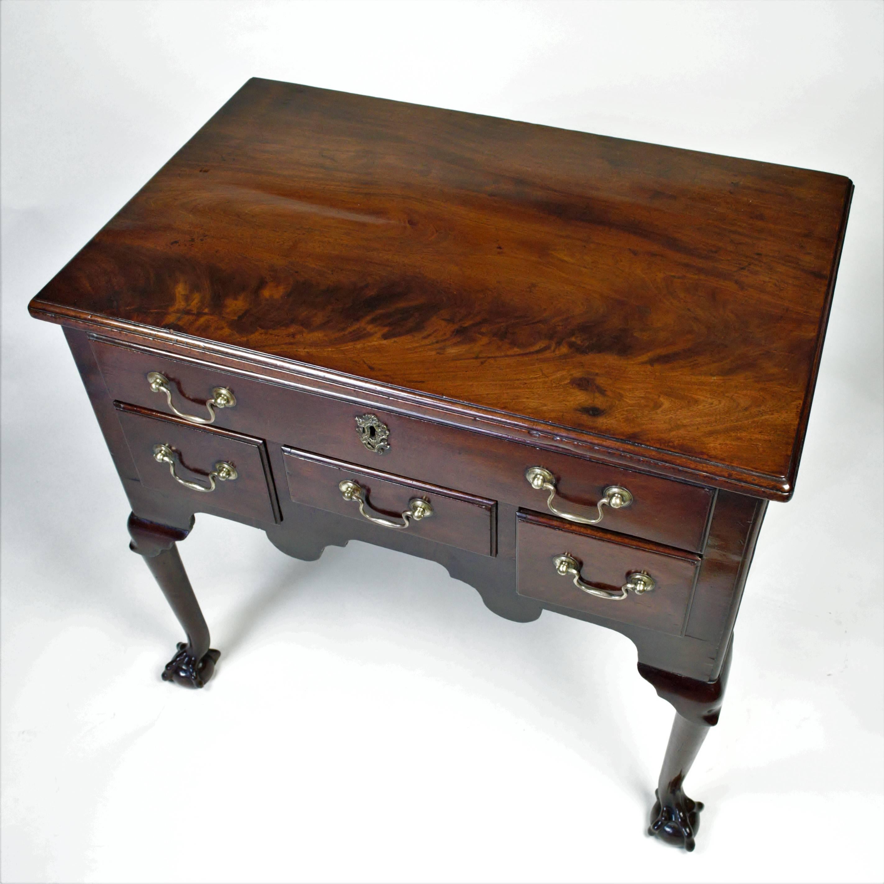 Georgian Mahogany Lowboy with Ball and Claw Feet For Sale