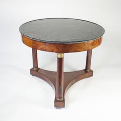 Circular Mahogany Center Table with Marble Top