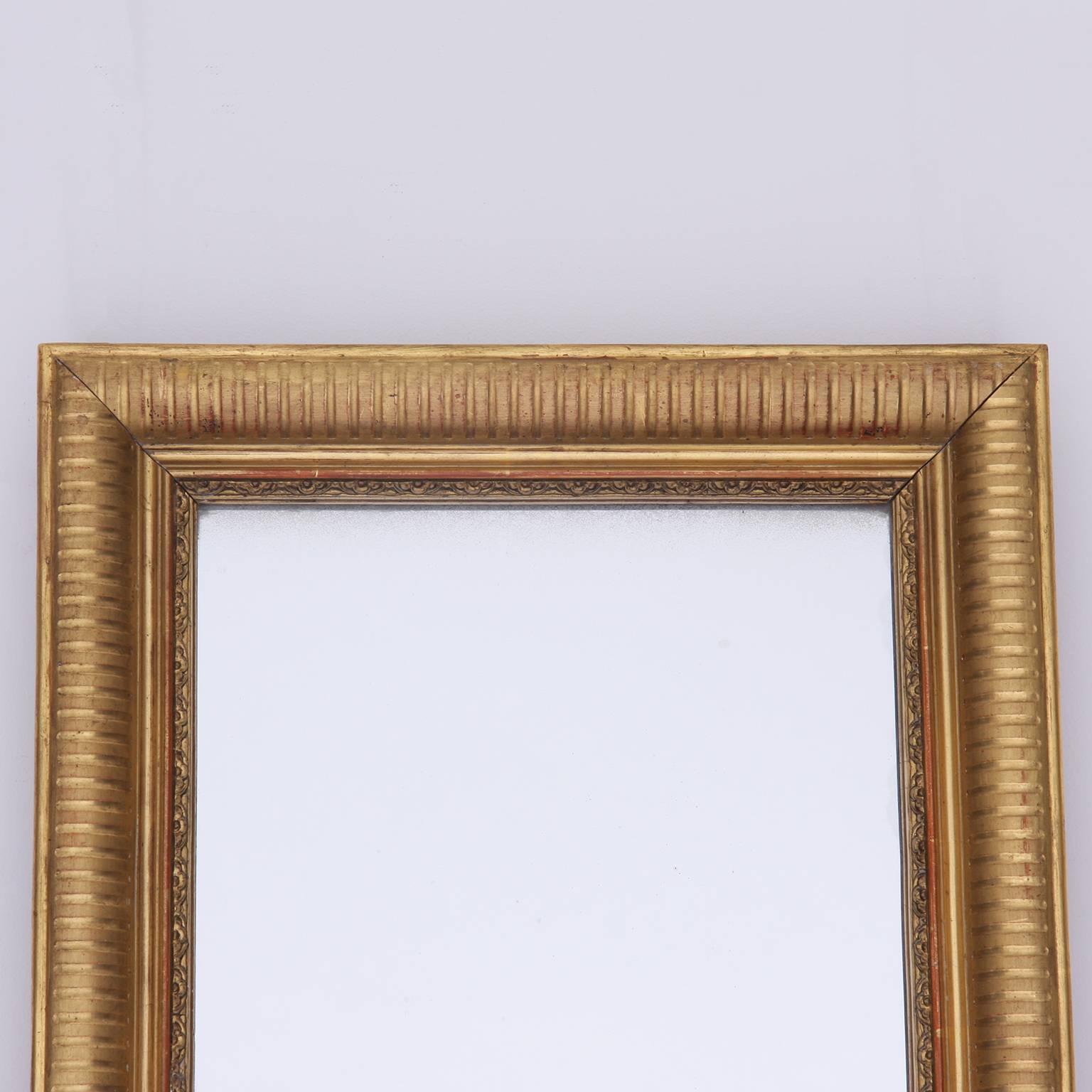 Tall Reeded Giltwood Mirror, French, circa 1900 1