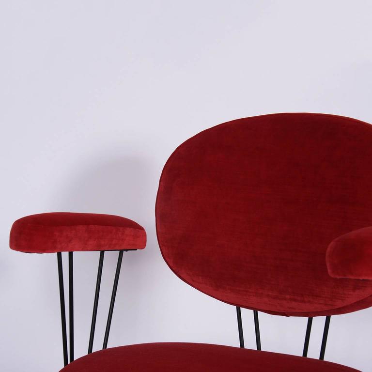 Red Velvet Desk Chair, French, 1960s at 1stdibs