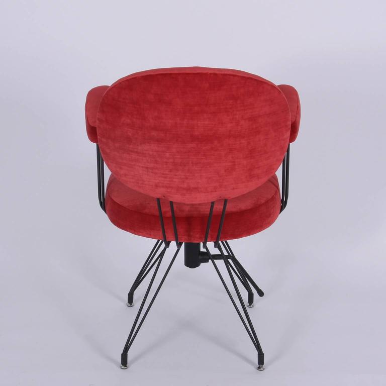 Red Velvet Desk Chair, French, 1960s at 1stdibs
