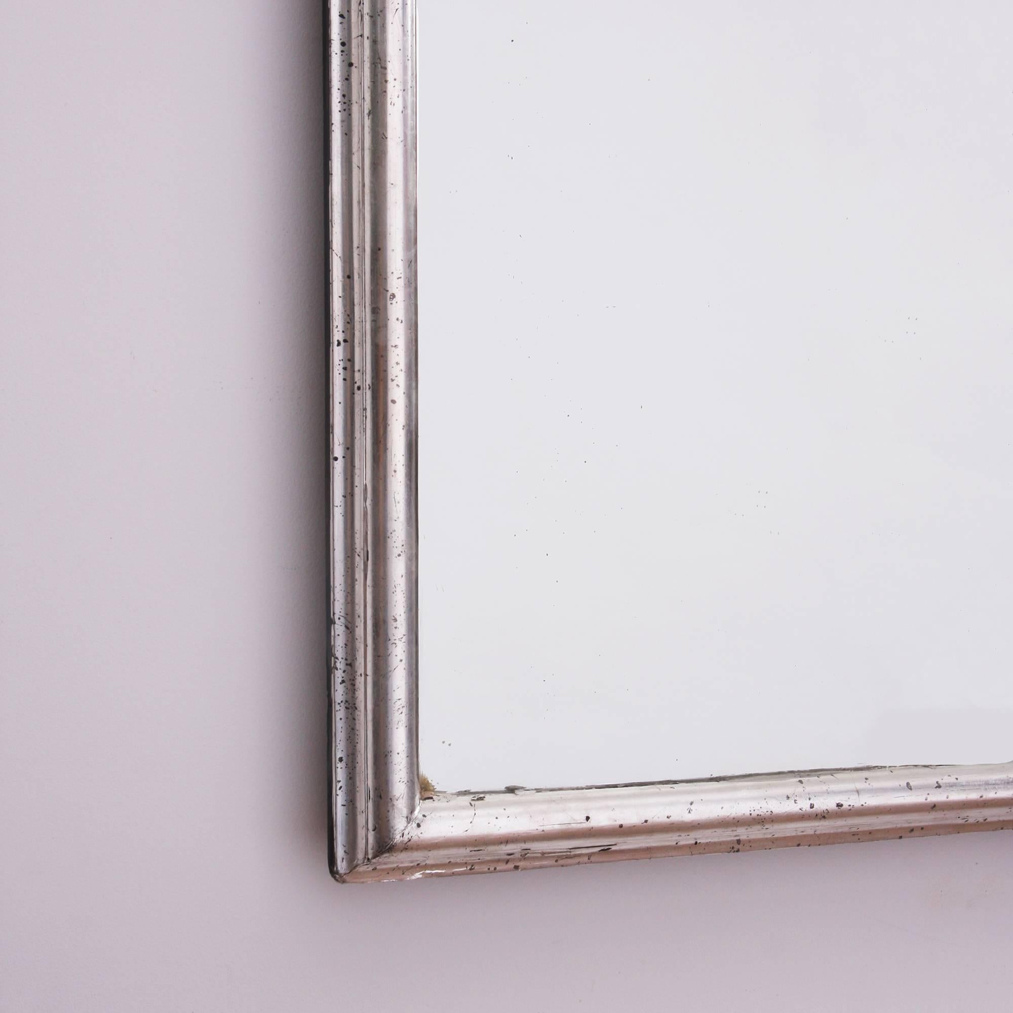 French Early 20th Century Silver Leaf Mirror