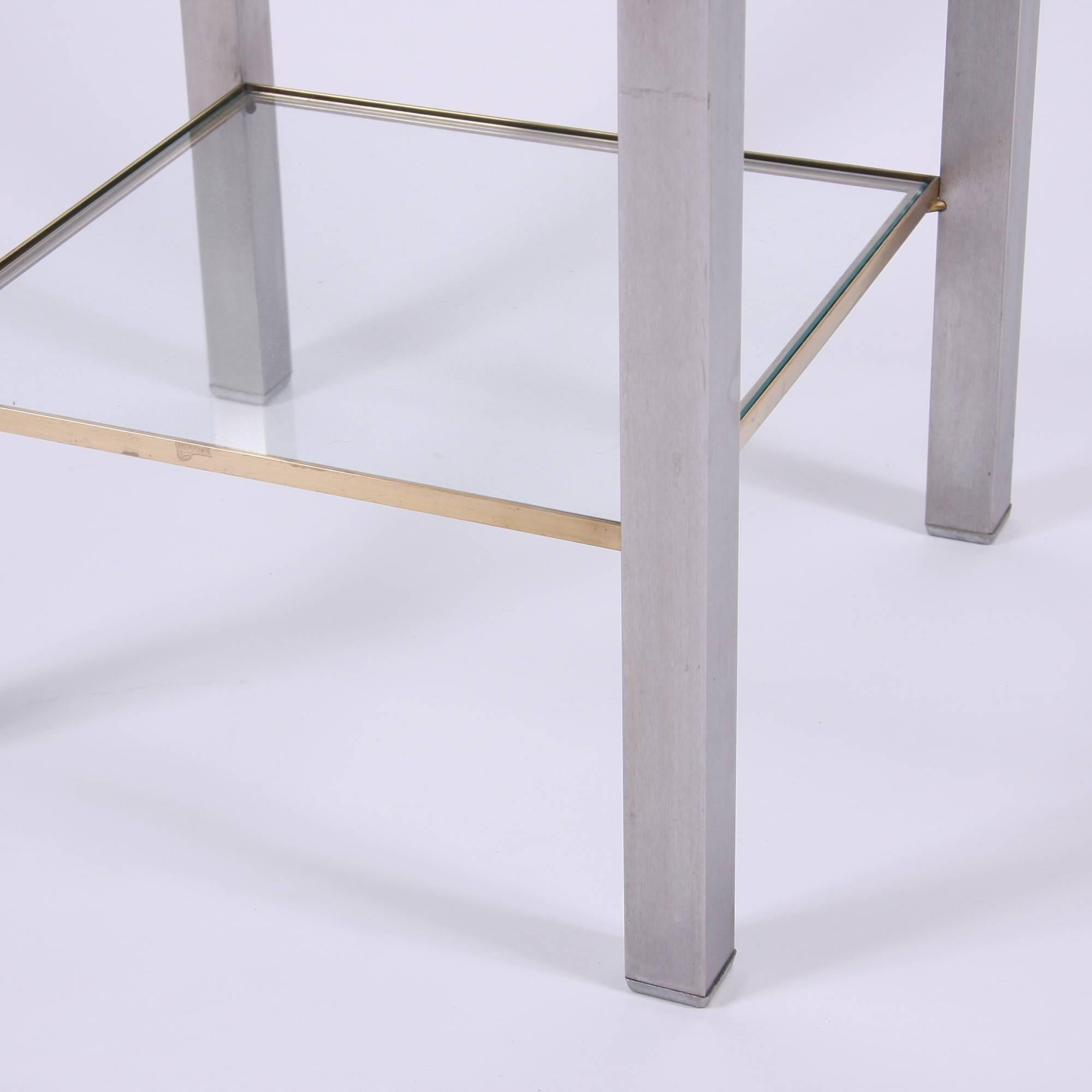 Brass Pair of Mid-Century French Metal Side Tables